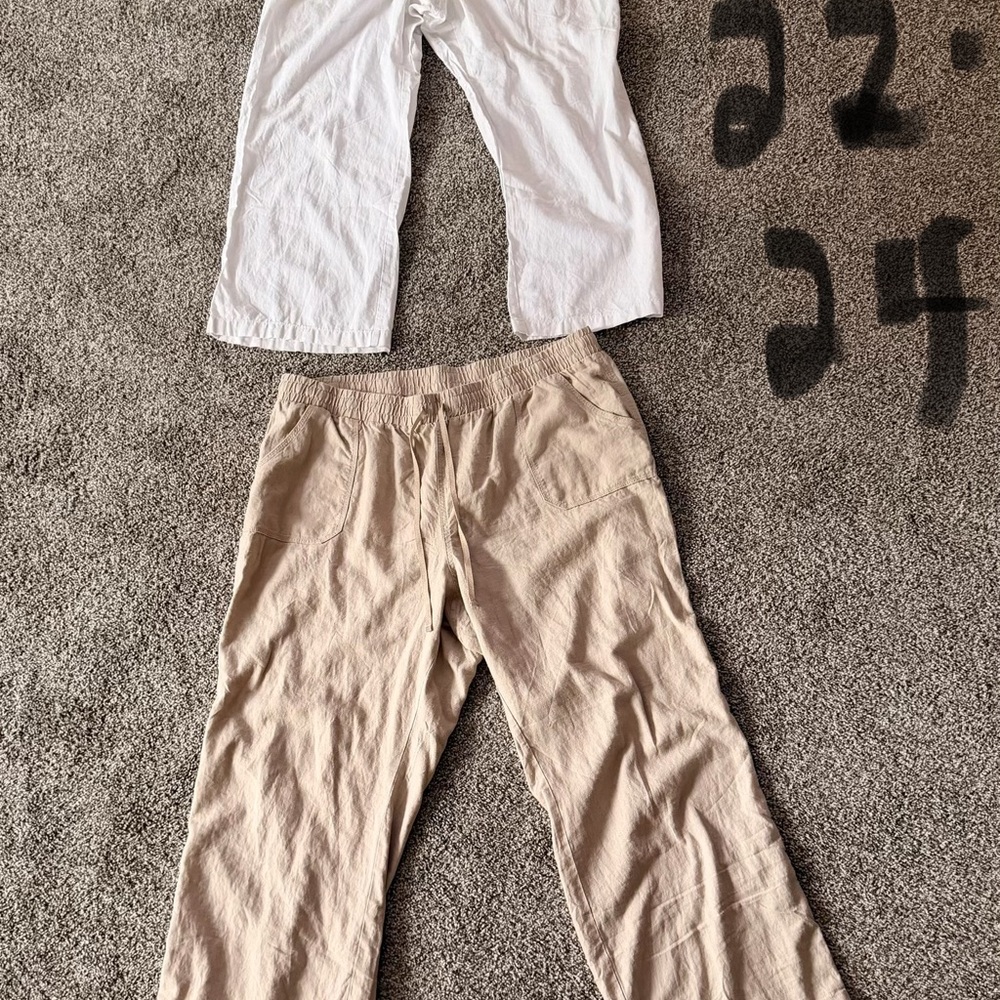 Cato White and Tan Wide Leg Pants
